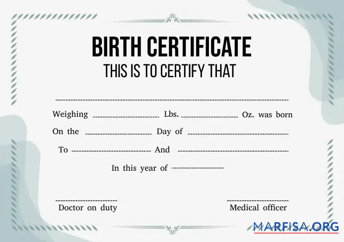 Realistic Medical office birth certificate example